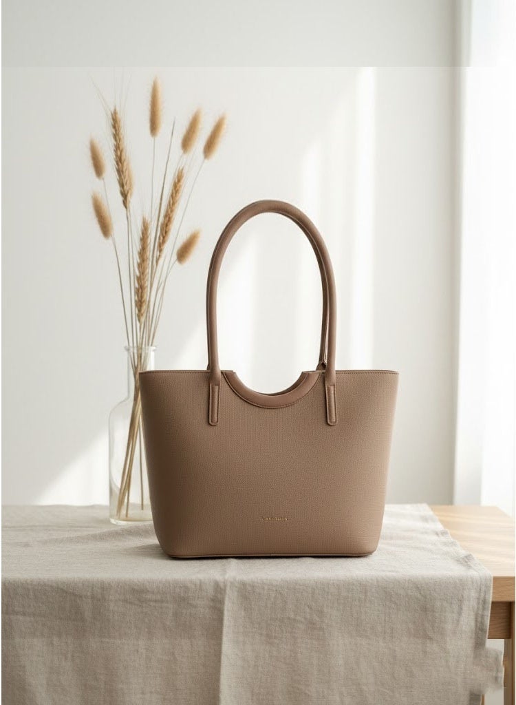 FUMES Women’s Structured Tote Handbag – Premium Textured Leather Finish, Dual Top Handle, Everyday Office & Casual Bag - Image 3